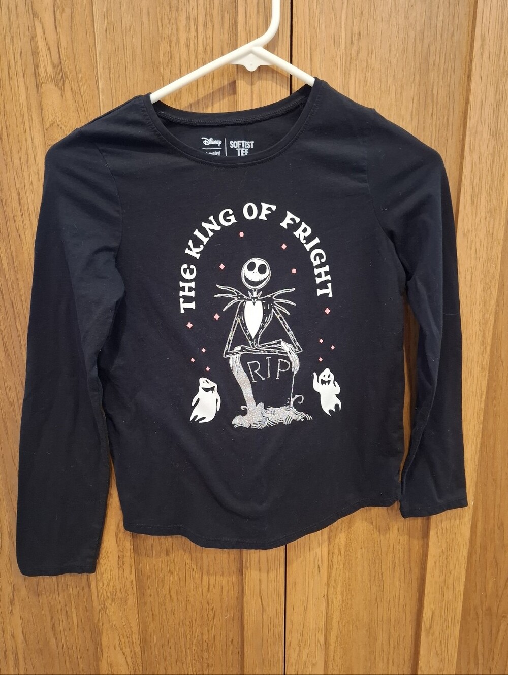 Disney  Jack Skellington Girls Black Long Sleeve. Size 12 ( Fits Like A 10)